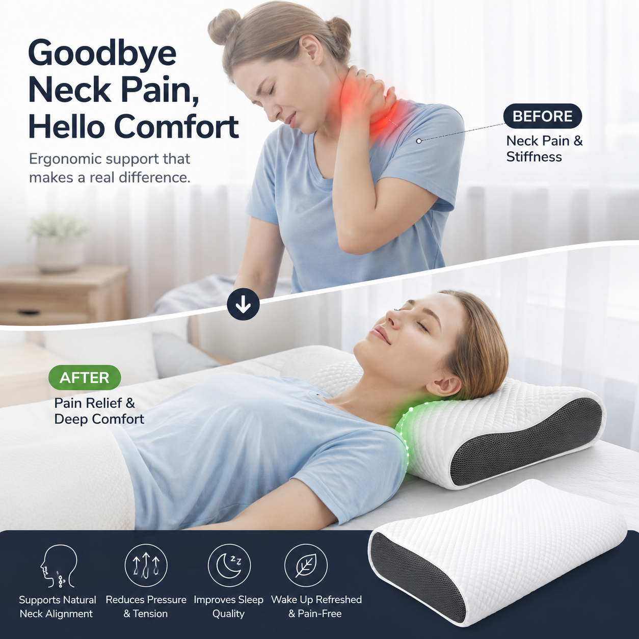 Ziorelli™ Ergonomic Memory Foam Pillow